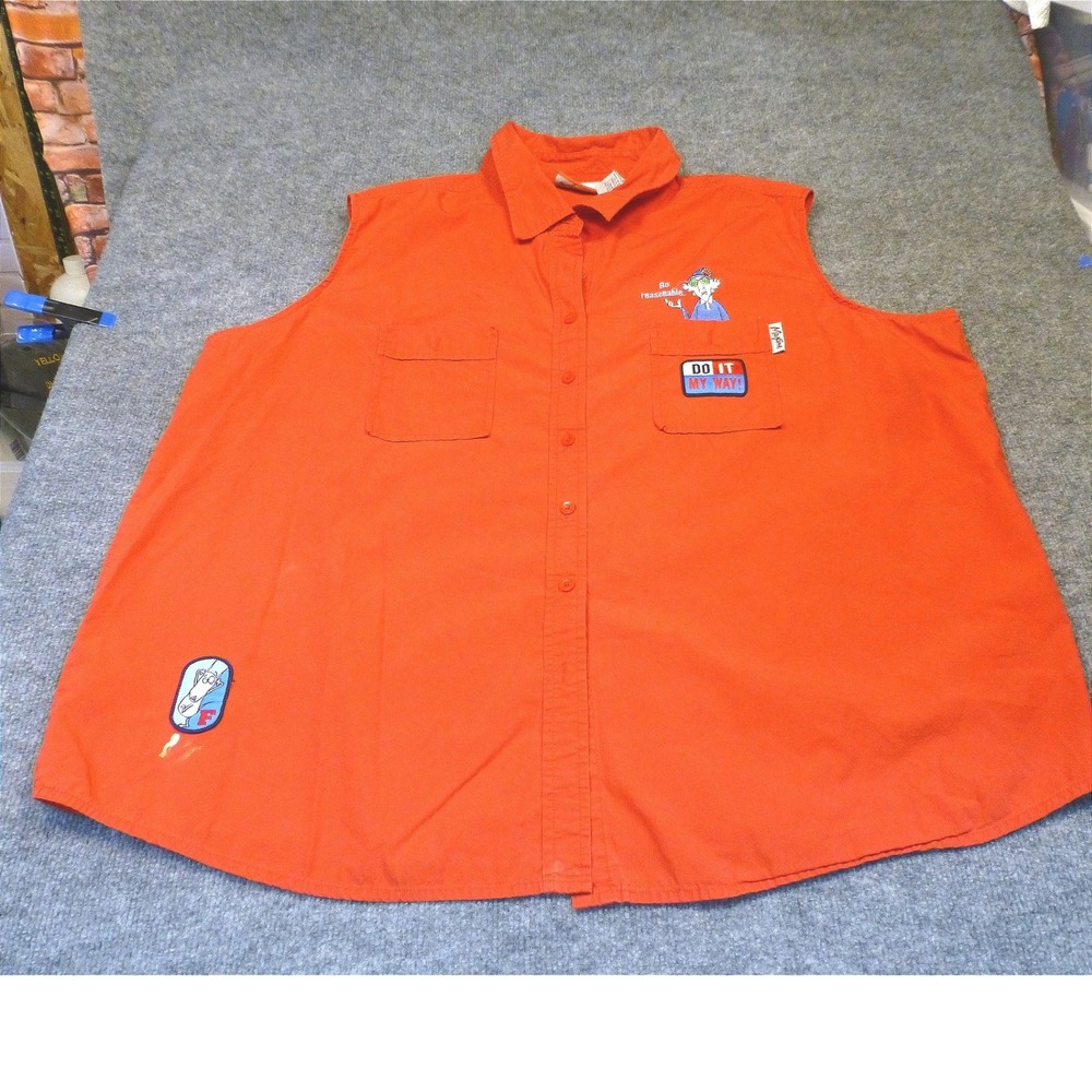 Maxine Hallmark Woman Orange Sleeveless Button Down Shirt 26W/28W Cotton LT1711